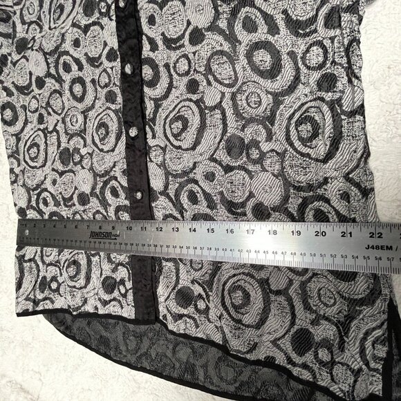 Harubella Hand Made Textured Crinkle Jacket Women Medium Button Front Gray Black - Picture 10 of 11